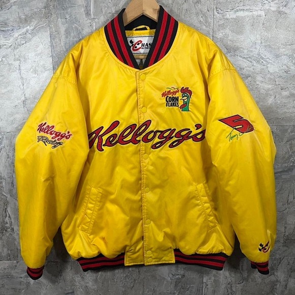 Vintage 90s Kellogg's Corn Flakes Nascar Chase Authentics Racing Bomber Jacket L